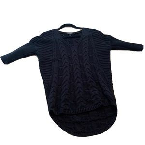 Black Express Cable Knit High-Low Tunic Sweater
